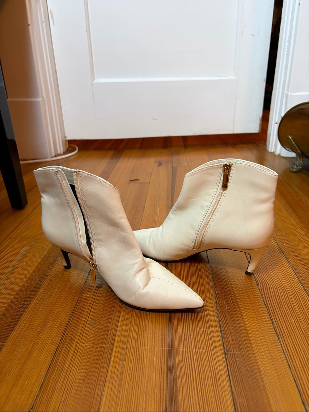 Ted Baker Cream Pointed Ankle Booties with Side Zip